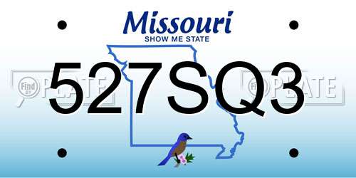 527SQ3 Missouri License Plate