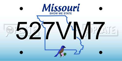 527VM7 Missouri License Plate