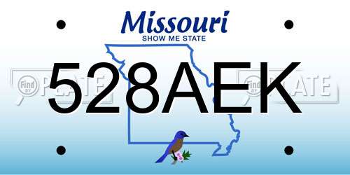 528AEK Missouri License Plate