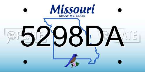 5298DA Missouri License Plate