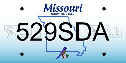 529SDA Missouri License Plate