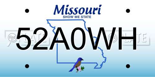 52A0WH Missouri License Plate