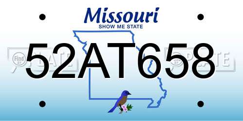 52AT658 Missouri License Plate