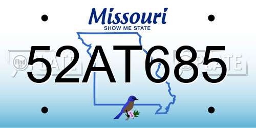 52AT685 Missouri License Plate
