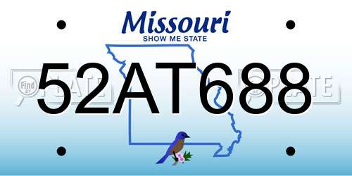 52AT688 Missouri License Plate