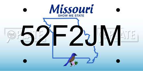 52F2JM Missouri License Plate