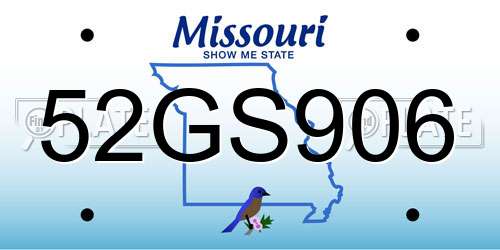 52GS906 Missouri License Plate