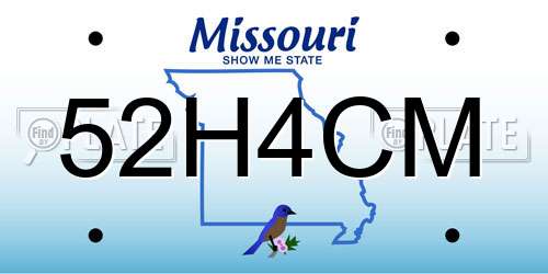 52H4CM Missouri License Plate