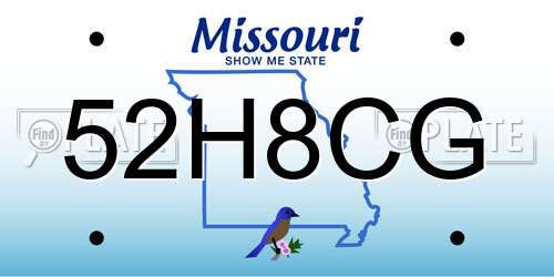 52H8CG Missouri License Plate