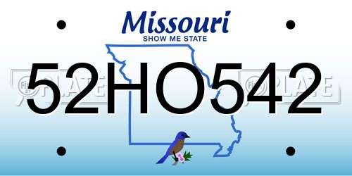 52HO542 Missouri License Plate