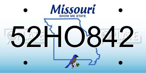 52HO842 Missouri License Plate