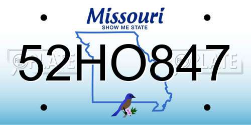 52HO847 Missouri License Plate