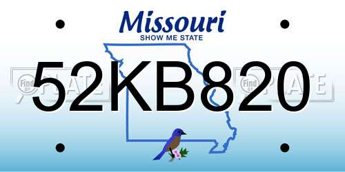 52KB820 Missouri License Plate