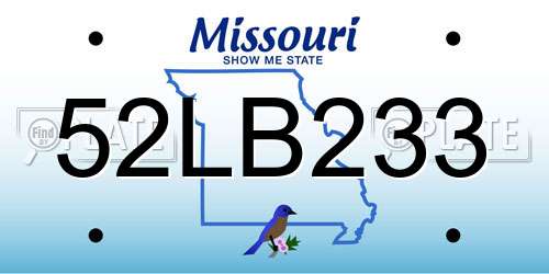 52LB233 Missouri License Plate
