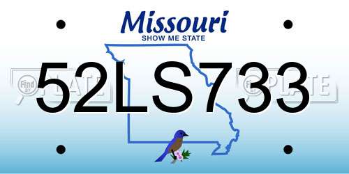 52LS733 Missouri License Plate