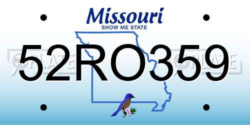 52RO359 Missouri License Plate