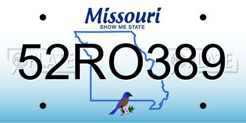 52RO389 Missouri License Plate