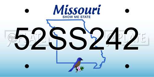 52SS242 Missouri License Plate