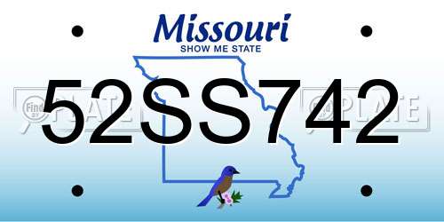 52SS742 Missouri License Plate