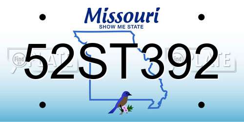 52ST392 Missouri License Plate