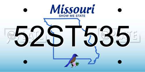 52ST535 Missouri License Plate