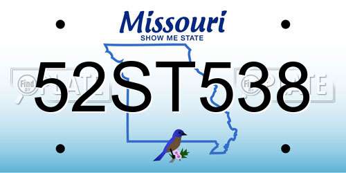 52ST538 Missouri License Plate