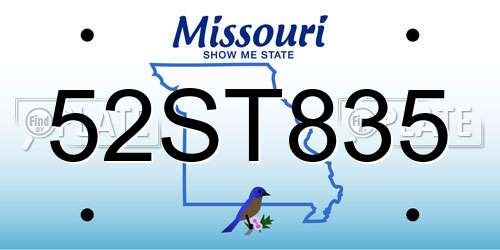 52ST835 Missouri License Plate