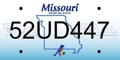 52UD447 Missouri License Plate