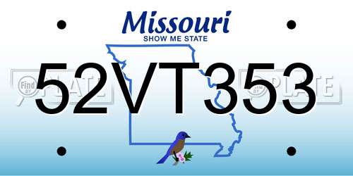 52VT353 Missouri License Plate