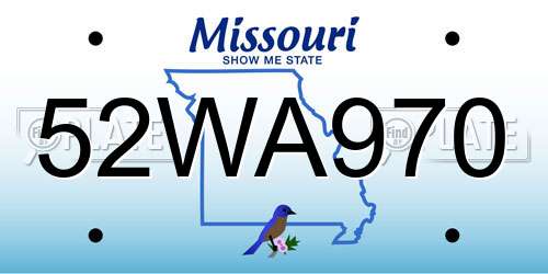 52WA970 Missouri License Plate