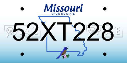 52XT228 Missouri License Plate