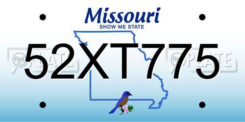 52XT775 Missouri License Plate