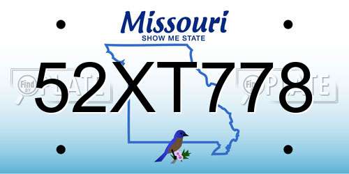 52XT778 Missouri License Plate