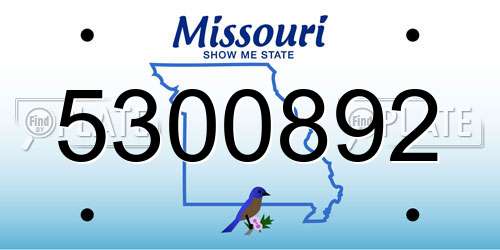 5300892 Missouri License Plate