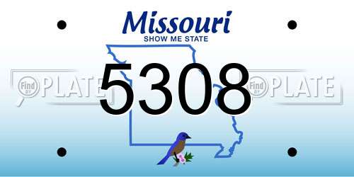 5308 Missouri License Plate