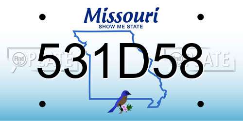 531D58 Missouri License Plate