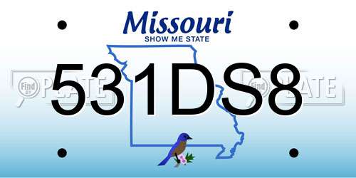 531DS8 Missouri License Plate