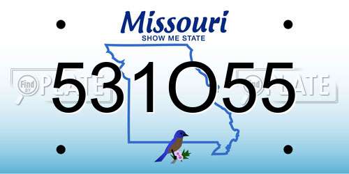 531O55 Missouri License Plate