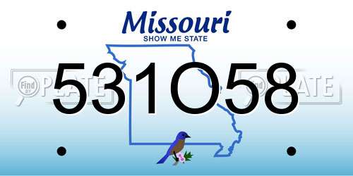 531O58 Missouri License Plate