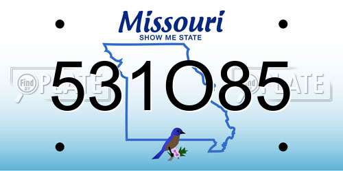 531O85 Missouri License Plate