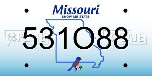 531O88 Missouri License Plate