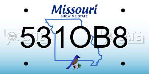 531OB8 Missouri License Plate