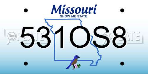 531OS8 Missouri License Plate