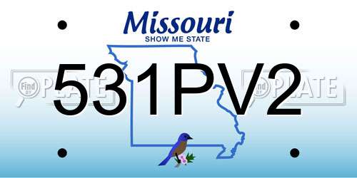 531PV2 Missouri License Plate