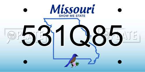531Q85 Missouri License Plate