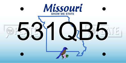 531QB5 Missouri License Plate