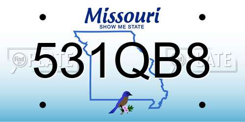 531QB8 Missouri License Plate