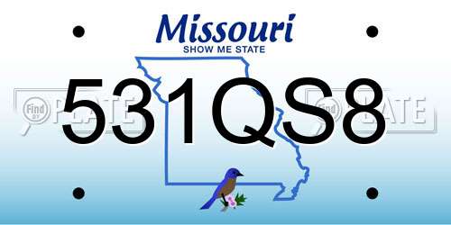 531QS8 Missouri License Plate