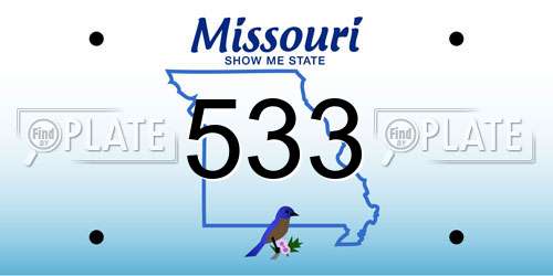 533 Missouri License Plate