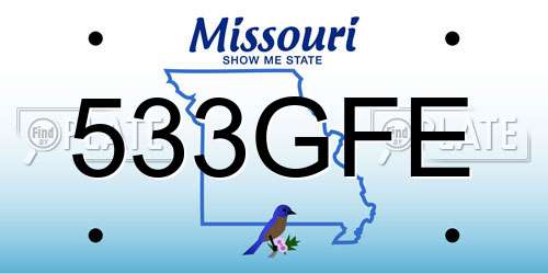 533GFE Missouri License Plate